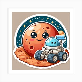 Cute Mars Sticker Art Print