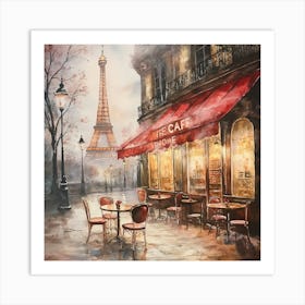 Romantic Paris Cafe 10 Art Print