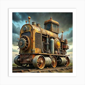 Rusty Vintage Steam Locomotive Art Print