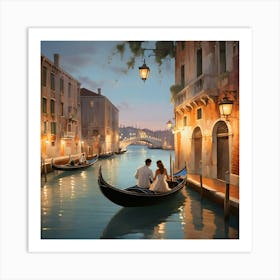 Venice At Dusk paintings art print Art Print