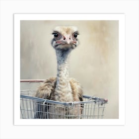 Ostrich In Shopping Cart Art Print