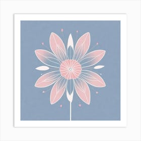 A White And Pink Flower In Minimalist Style Square Composition 498 Art Print