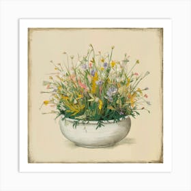 Vintage Wildflowers In A Bowl 8 Art Print