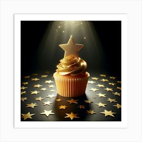 Golden Star Cupcake 1 Art Print