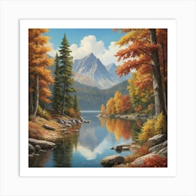 Autumn Lake Art Print 3 Art Print