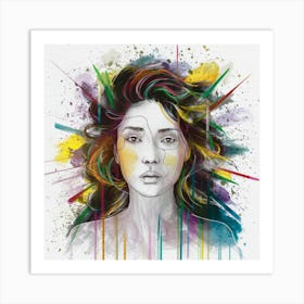 Girl With The Rainbow Hair Art Print