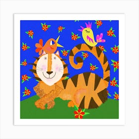 Tiger And Friends Square Art Print