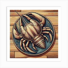 Stylized Wooden Lobster Artwork Art Print