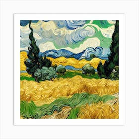 A Wheatfield With Cypresses, Vincent van Gogh 2 Art Print