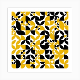 Geometric Pattern In Yellow And Black 3 Art Print