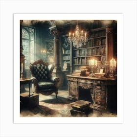 Gloomy Library Art Print