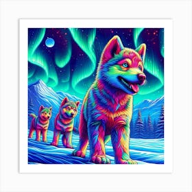 Psychedelic Wolf Family 5 Art Print