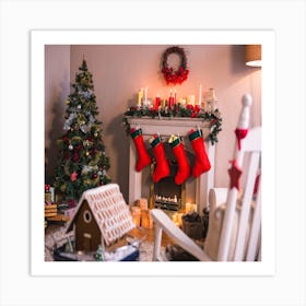 Christmas Decorations In The Living Room Art Print