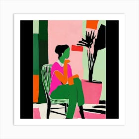 Portrait Of A Woman Sitting In A Chair Art Print