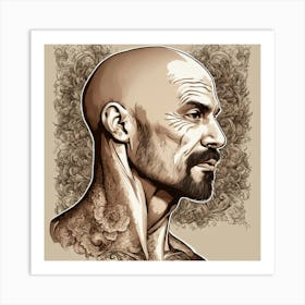 Man Strong Jaw Line Brown Eyes Artistic Looking Art Print