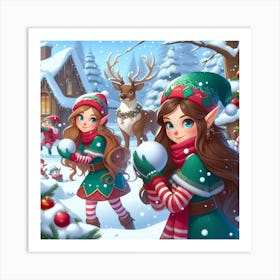 Christmas Elves Art Print