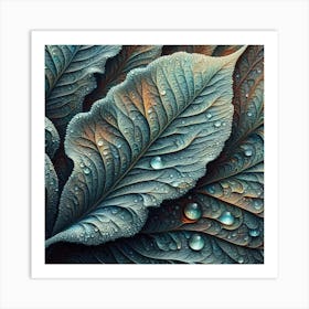 Leaves With Water Droplets Art Print