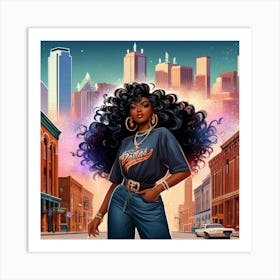 Afro Girl In The City Art Print