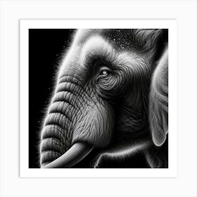 Elephant In Black And White Art Print