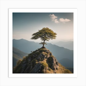 Lone Tree On Top Of Mountain 27 Art Print