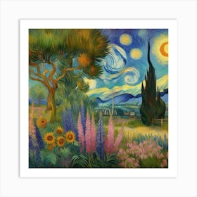 Starry Night In The Garden Art Print