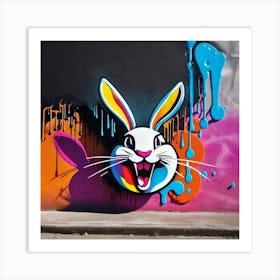 Bunny Rabbit color, head out of wall Art Print