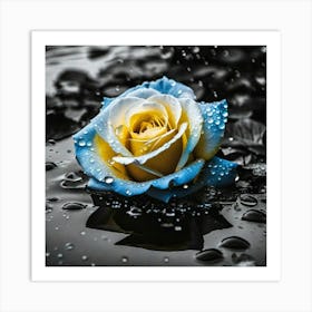 Blue Rose In Water Art Print