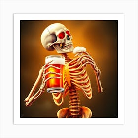 Skeleton With Beer 1 Art Print