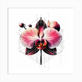 Orchid Blossom - Abstract Line Art Illustration 88 Art Print