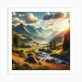 Sunset In The Mountains Art Print