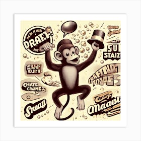 Doodle Monkey Art Print