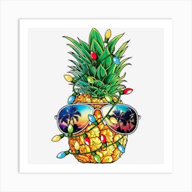 Pineapple Christmas Tree Lights Xmas Boys Men Sunglasses Art Print