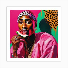 Tupac Eating a watermelon Art Print