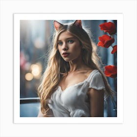 cat girl Art Print