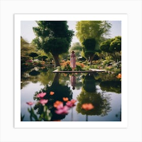 Girl In A Garden Art Print