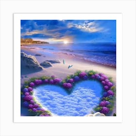 Heart On The Beach Art Print