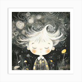 Little Girl With Starry Hair Art Print