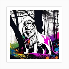 Lion In The Forest 18 Art Print