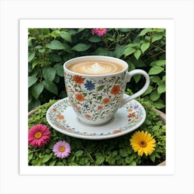 Floral Latte 1 Art Print