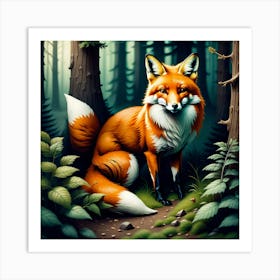 Fox In The Forest 69 Art Print