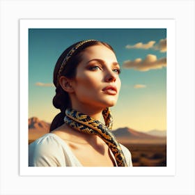 Woman With A Snake Art Print