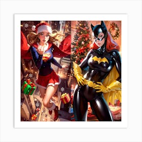 Batgirl And Supergirl Art Print