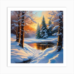 Winter Landscape Painting 1 Art Print