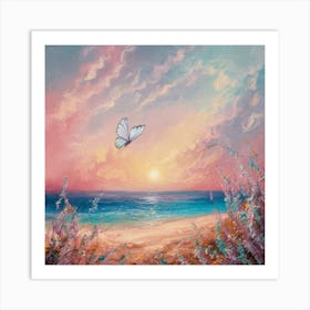 Butterfly At Sunset Art Print