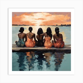 Four Women At Sunset Art Print