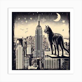 Cat On Top Of Empire State Building Art Print