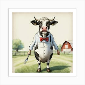 Cow In A Suit 4 Art Print