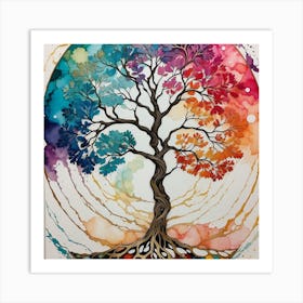 colorful and different tree Art Print