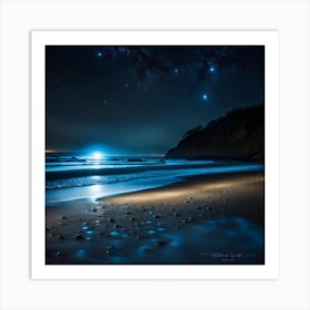 Night Sky At The Beach Art Print