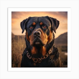 Rottweiler Dog Portrait Art Print